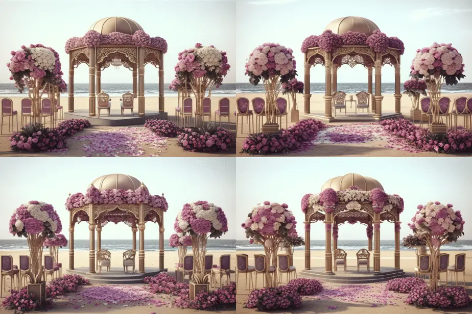 3d Design of wedding mandaps for an upcoming destination wedding in Goa